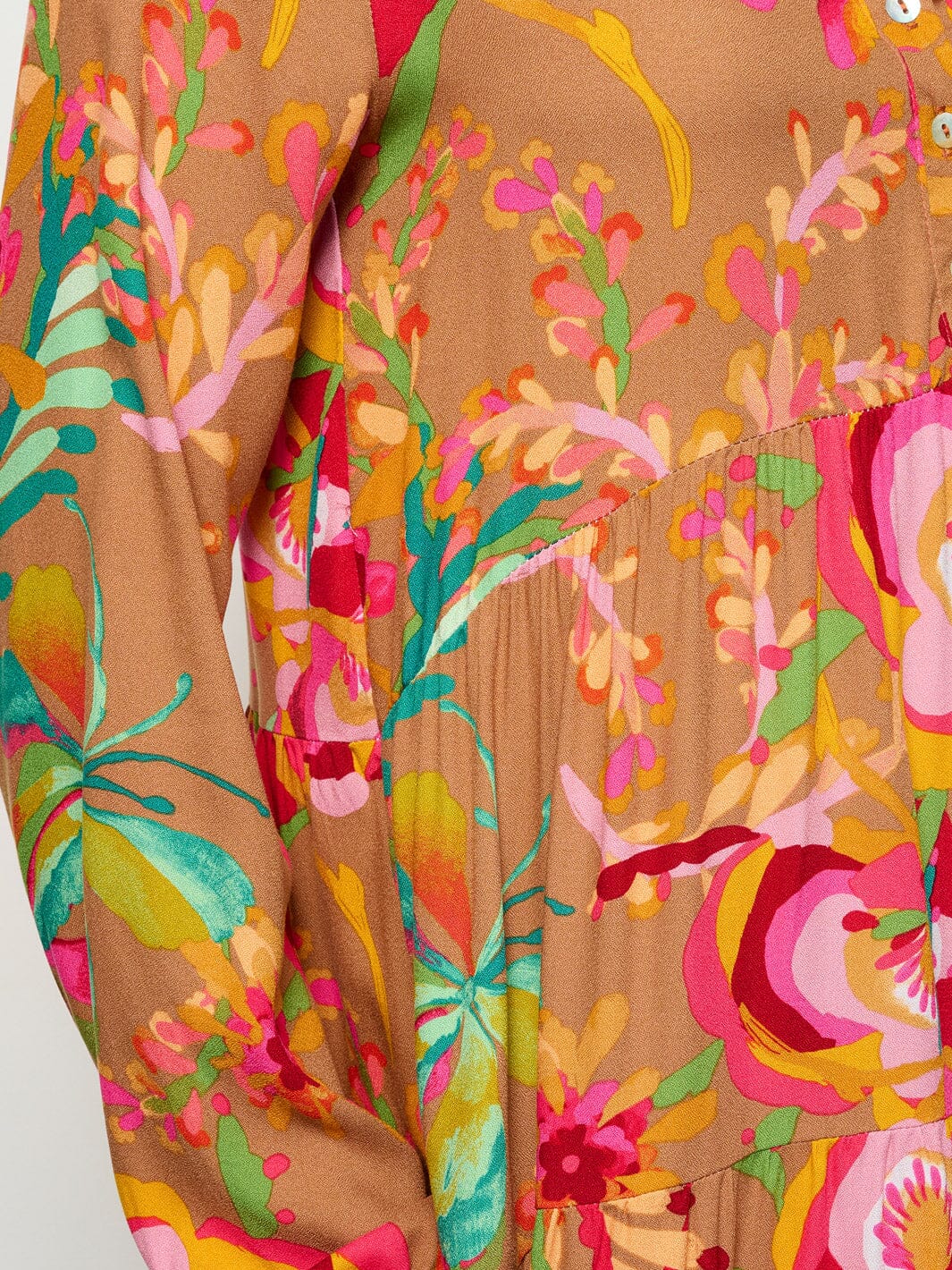 WOMEN'S LONG SLEEVE BUTTON UP TUNIC FLORAL MINI DRESS