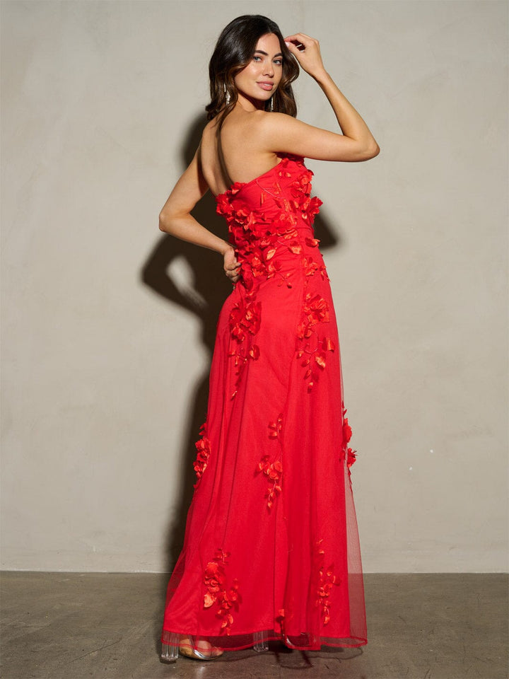 WOMEN'S SLEEVELESS FLOWERS TUBE MAXI DRESS