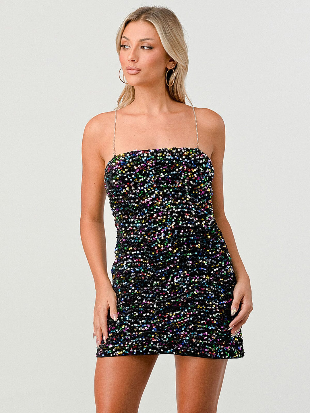 WOMEN'S SLEEVELESS BODYCON SEQUINS MINI DRESS