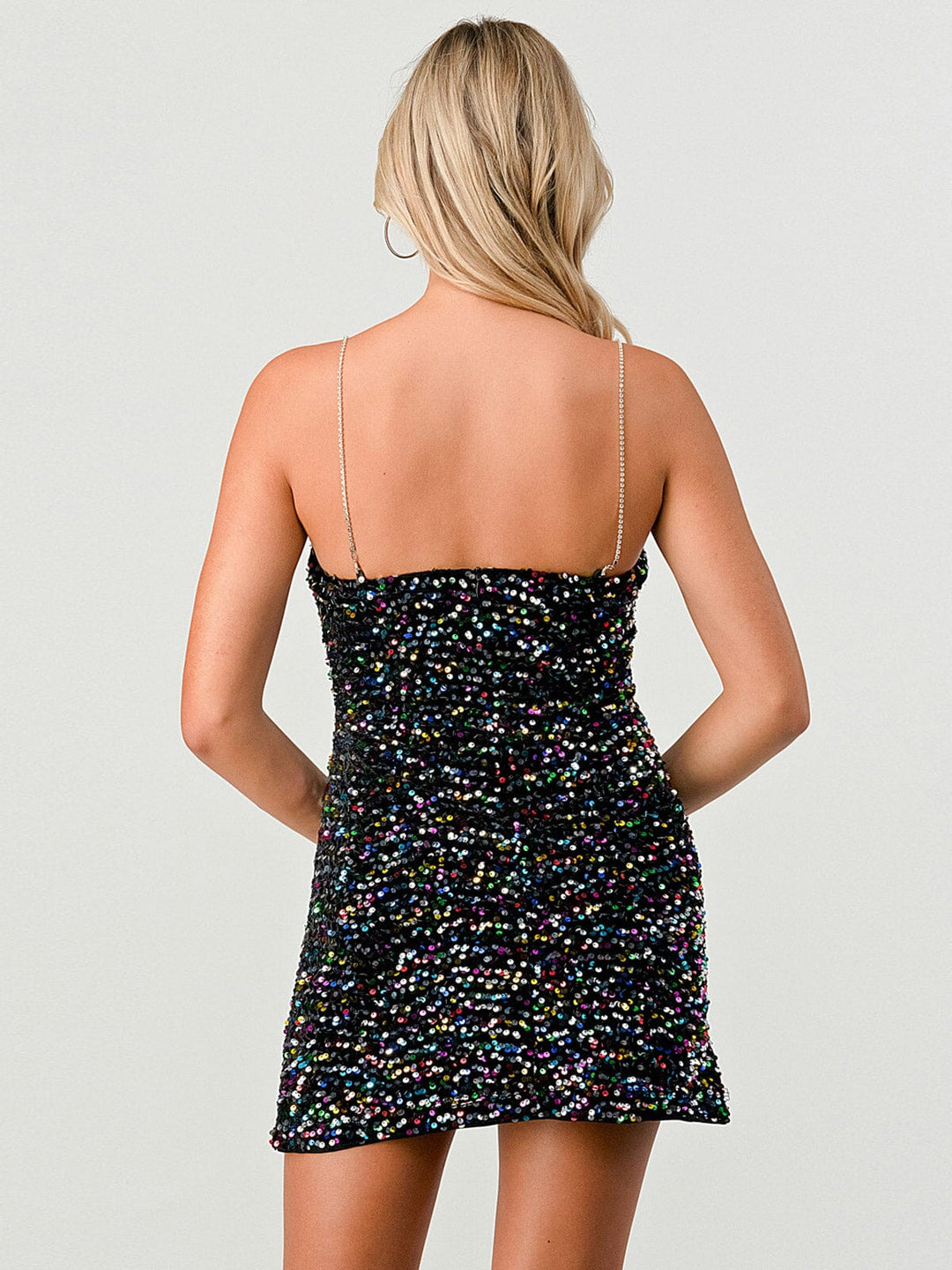 WOMEN'S SLEEVELESS BODYCON SEQUINS MINI DRESS