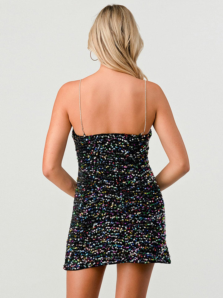 WOMEN'S SLEEVELESS BODYCON SEQUINS MINI DRESS