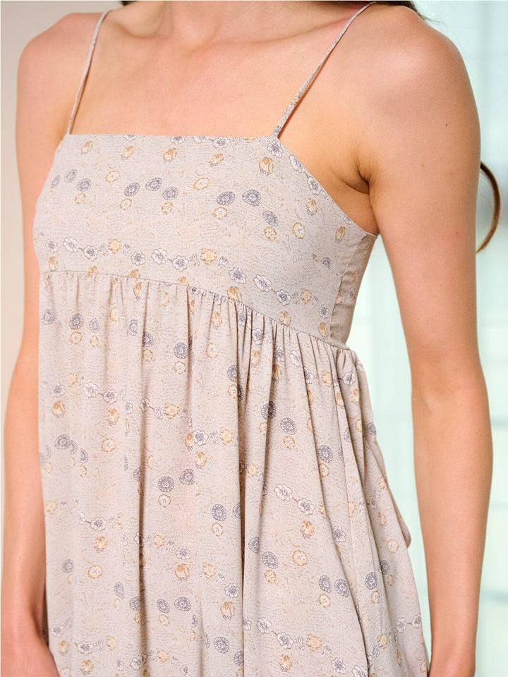 WOMEN'S SLEEVELESS OPEN BACK POCKETS FLORAL MAXI DRESS