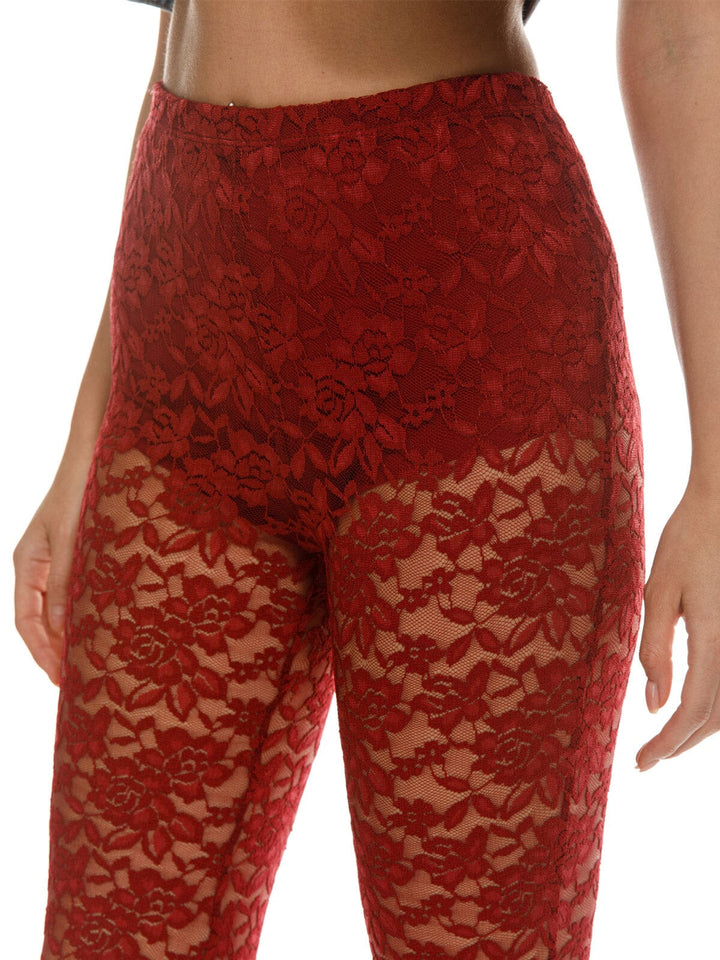 WOMEN'S ELASTIC WAIST ALL OVER LACE BELL BOTTOM PANTS
