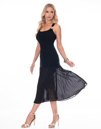 WOMEN'S SLEEVELESS BODYCON PLEATED BOTTOM HEM MAXI DRESS