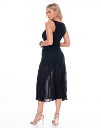 WOMEN'S SLEEVELESS BODYCON PLEATED BOTTOM HEM MAXI DRESS