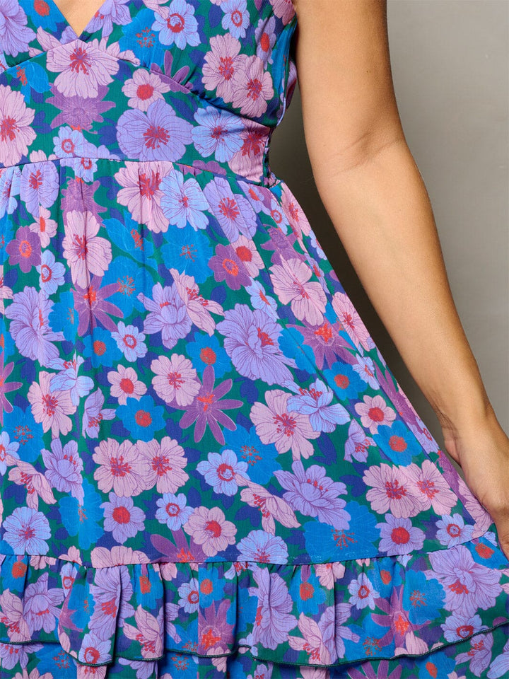 WOMEN'S SLEEVELESS V-NECK FLORAL MINI DRESS