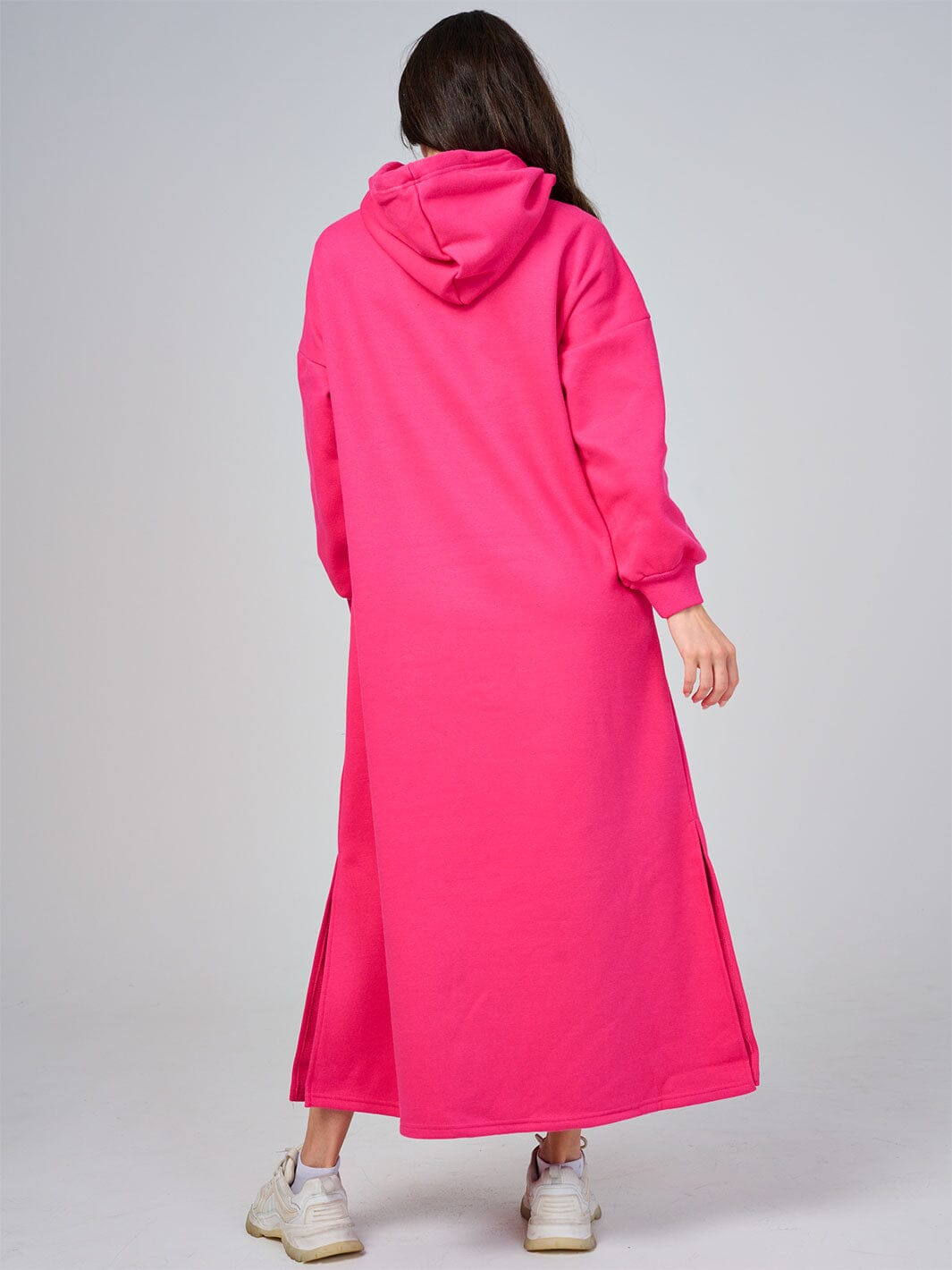 WOMEN'S LONG SLEEVE FRONT POCKETS HOODED MAXI DRESS