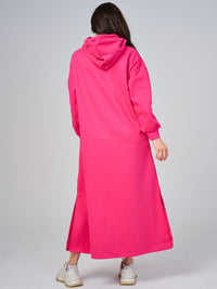 WOMEN'S LONG SLEEVE FRONT POCKETS HOODED MAXI DRESS