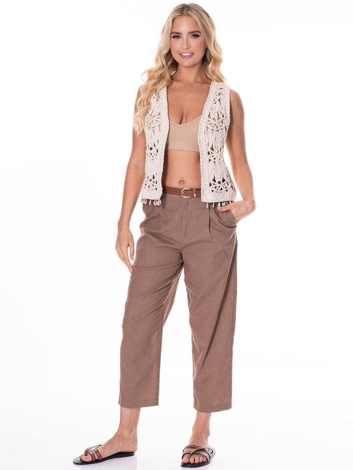 WOMEN'S SLEEVELESS OPEN FRONT KNITTED VEST