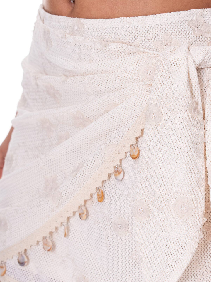 WOMEN'S ZIPPER CLOSURE SURPLICE TRIM DETAILED MINI SKIRT