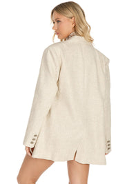 WOMEN'S LONG SLEEVE BUTTON CLOSURE FRONT POCKETS EYELET DETAILED BLAZER