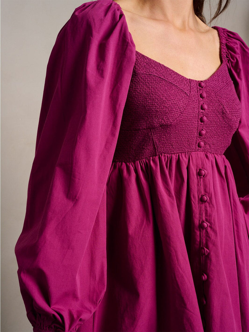 WOMEN'S LONG SLEEVE BUTTONS FIT & FLARE MINI DRESS