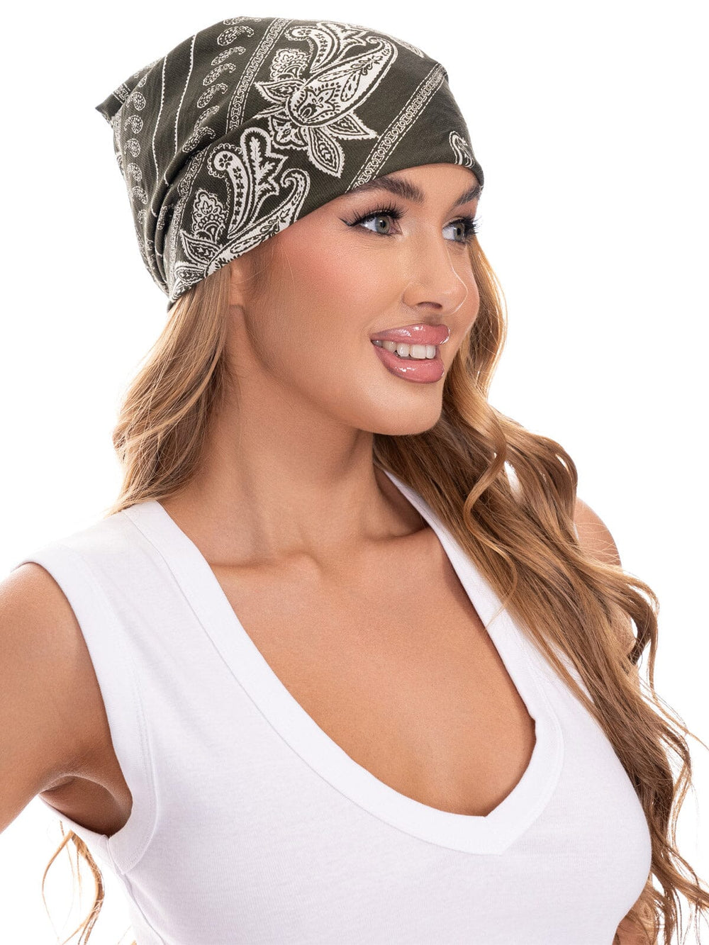 WOMEN'S ZIPPER CLOSURE PAISLEY PRINT BANDANA & MIDI WRAP SKIRT