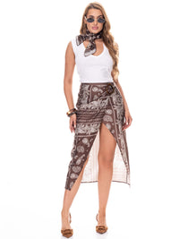 WOMEN'S ZIPPER CLOSURE PAISLEY PRINT BANDANA & MIDI WRAP SKIRT