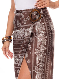 WOMEN'S ZIPPER CLOSURE PAISLEY PRINT BANDANA & MIDI WRAP SKIRT