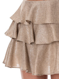 WOMEN'S ZIPPER CLOSURE RUFFLE TIERED SHIMMER MINI SKIRT