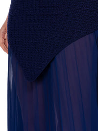 WOMEN'S SLEEVELESS SHEER KNIT CONTRAST MAXI DRESS