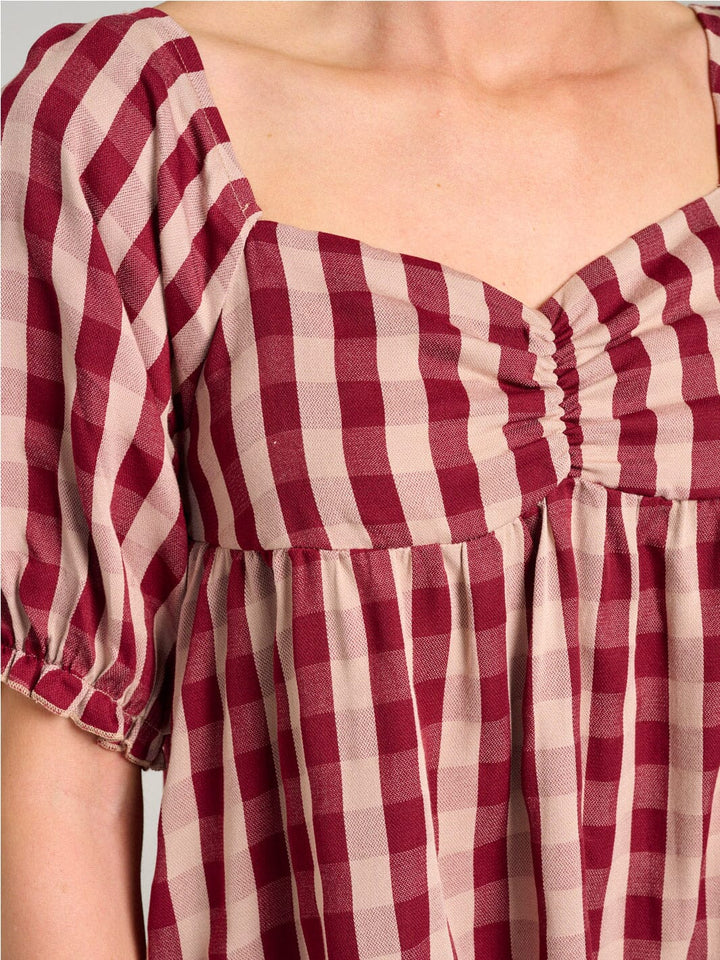 WOMEN'S SHORT PUFF SLEEVE OPEN BACK COLORBLOCK STRIPES MINI DRESS