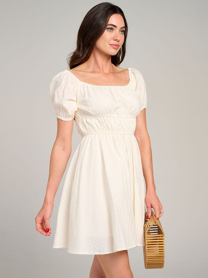 WOMEN'S SHORT SLEEVE ELASTIC WAIST MINI DRESS