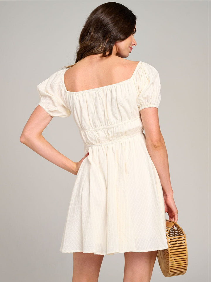 WOMEN'S SHORT SLEEVE ELASTIC WAIST MINI DRESS