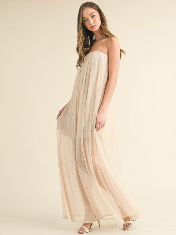 WOMEN'S SLEEVELESS MESH TUNIC TUBE MAXI DRESS