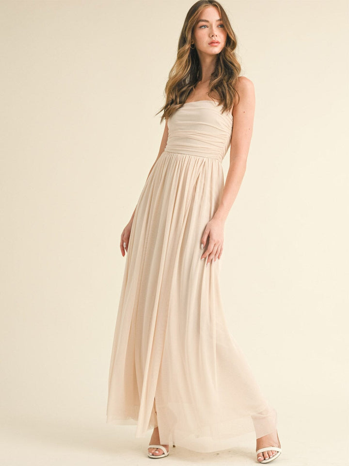 WOMEN'S SLEEVELESS FRONT SLIT TUBE MAXI DRESS