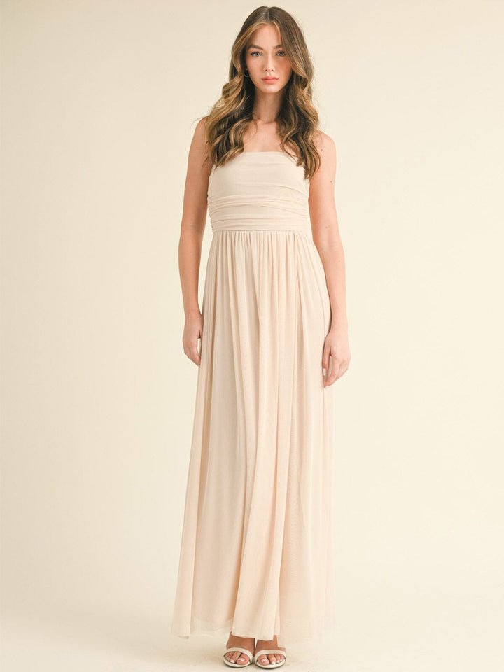WOMEN'S SLEEVELESS FRONT SLIT TUBE MAXI DRESS