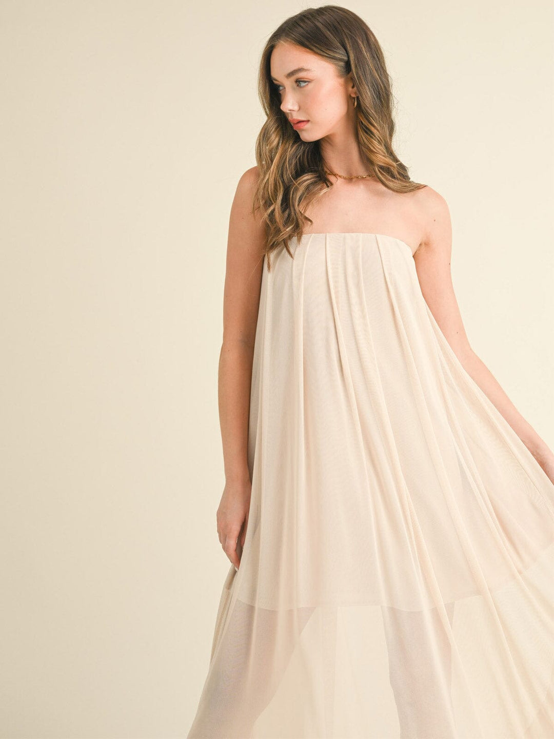 WOMEN'S SLEEVELESS MESH TUNIC TUBE MAXI DRESS