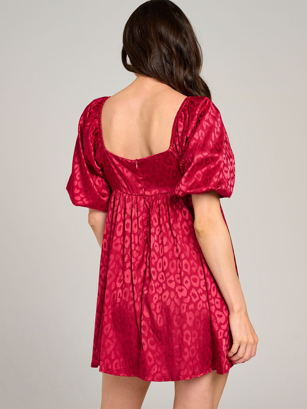 WOMEN'S SHORT PUFF SLEEVE SQUARE NECK FIT & FLARE MINI DRESS