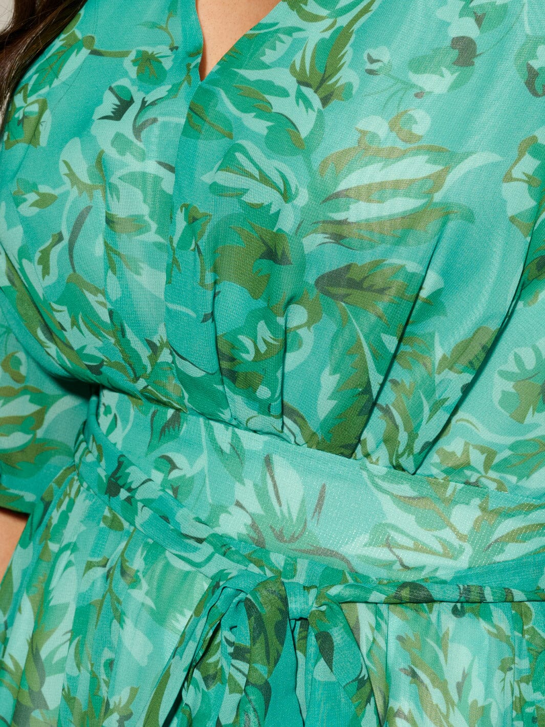WOMEN'S 3/4 SLEEVE V-NECK FLORAL MAXI DRESS