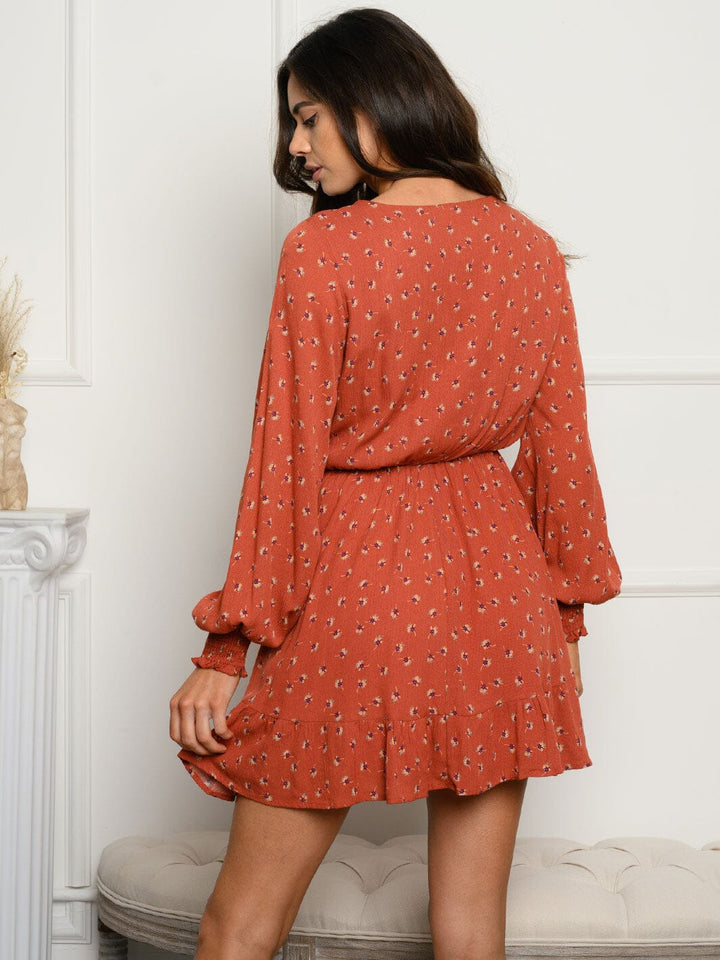WOMEN'S LONG SLEEVE FLORAL MINI DRESS