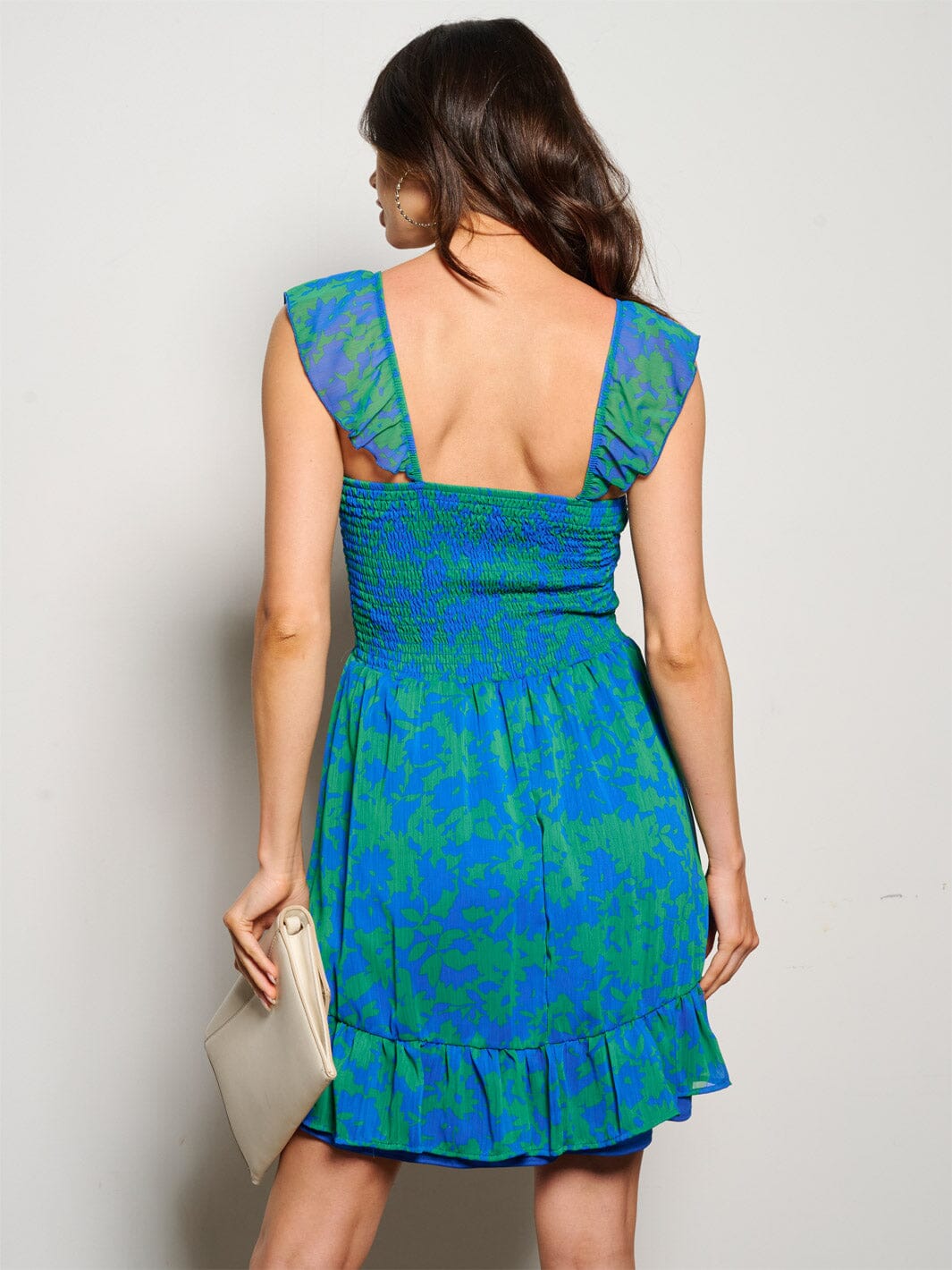 WOMEN'S SLEEVELESS SMOCK FLORAL FIT & FLARE MINI DRESS