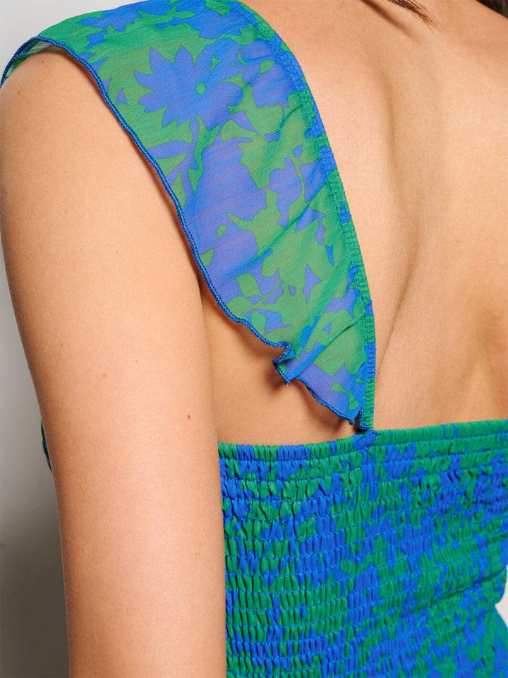 WOMEN'S SLEEVELESS SMOCK FLORAL FIT & FLARE MINI DRESS