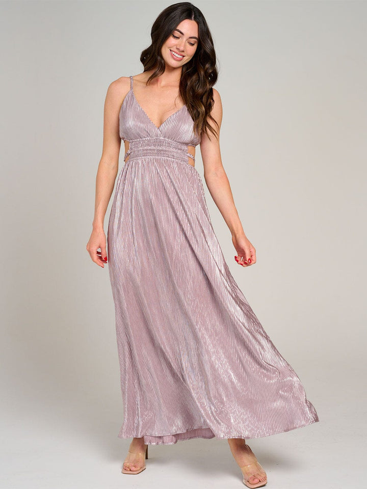 WOMEN'S SLEEVELESS OPEN BACK V-NECK MAXI DRESS