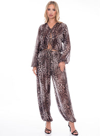 WOMEN'S ELASTIC WAIST ANIMAL PRINT JOGGER PANTS