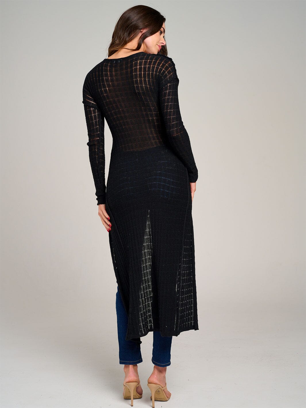 WOMEN'S LONG SLEEVE HIGH-LOW KNIT TOP