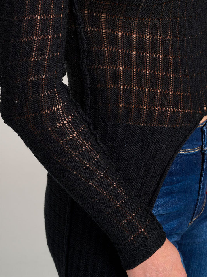 WOMEN'S LONG SLEEVE HIGH-LOW KNIT TOP