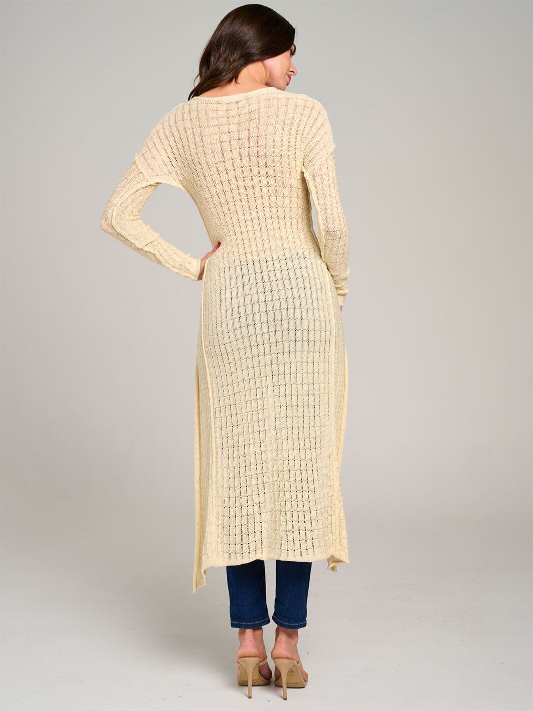 WOMEN'S LONG SLEEVE HIGH-LOW KNIT TOP