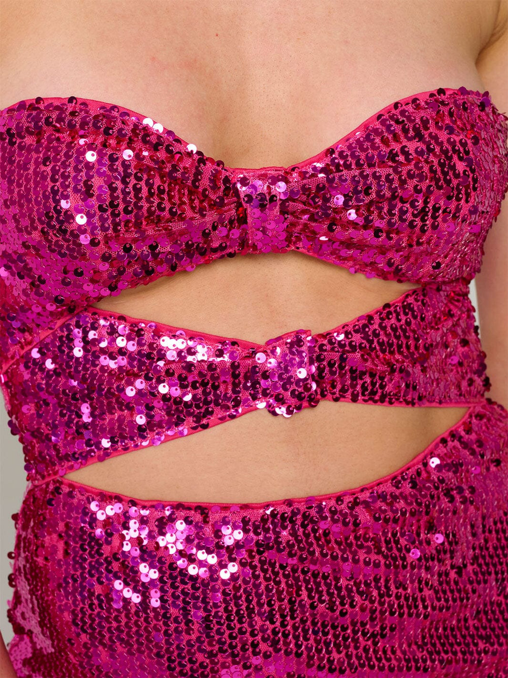 WOMEN'S SLEEVELESS CUT OUT SEQUINS BODYCON MINI DRESS