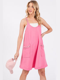 WOMEN'S SLEEVELESS FRONT POCKET MINI DRESS