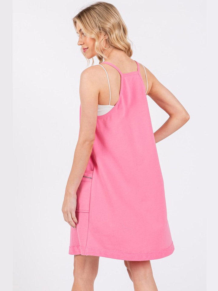 WOMEN'S SLEEVELESS FRONT POCKET MINI DRESS