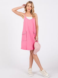 WOMEN'S SLEEVELESS FRONT POCKET MINI DRESS