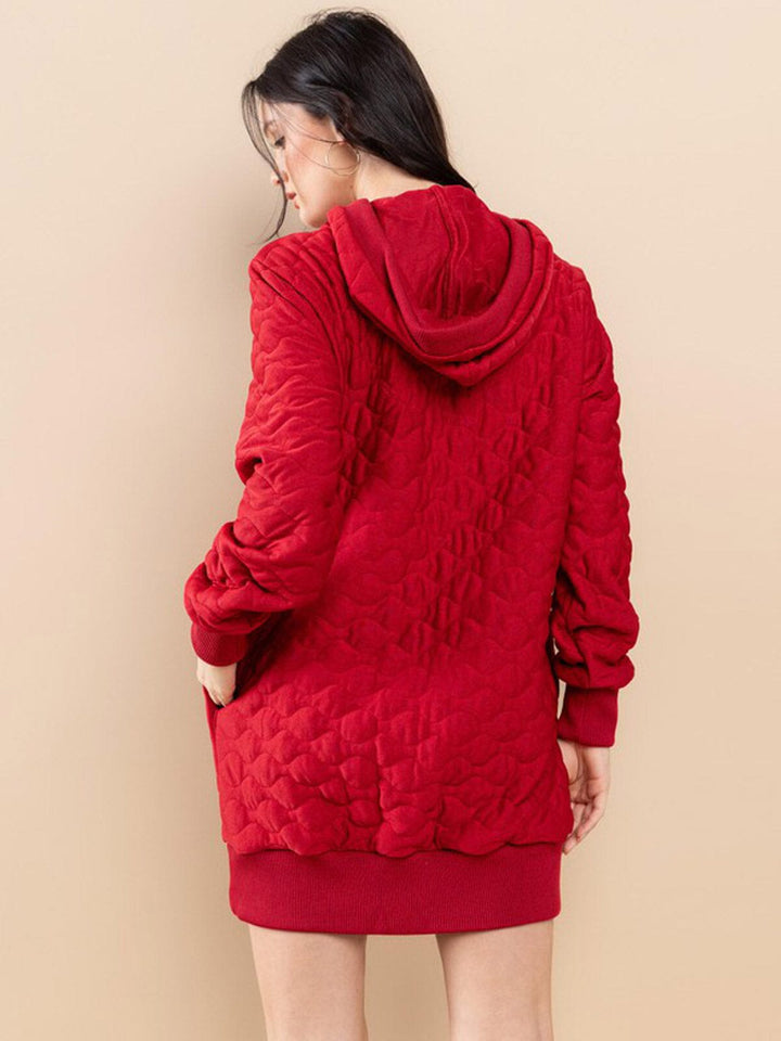 WOMEN'S LONG SLEEVE POCKETS HOODED SWEATER MINI DRESS