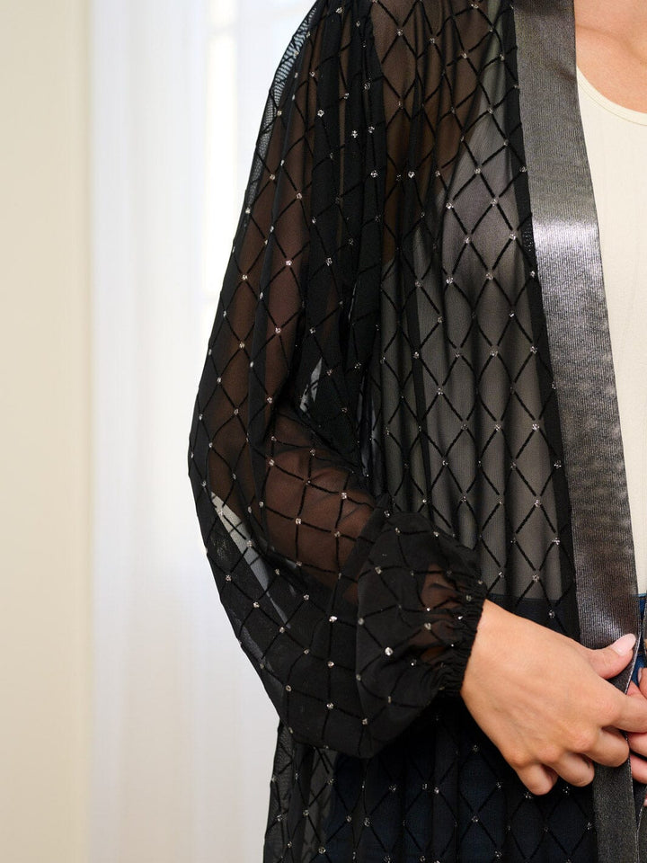 WOMEN'S LONG SLEEVE OPEN FRONT SHIMMER CARDIGAN