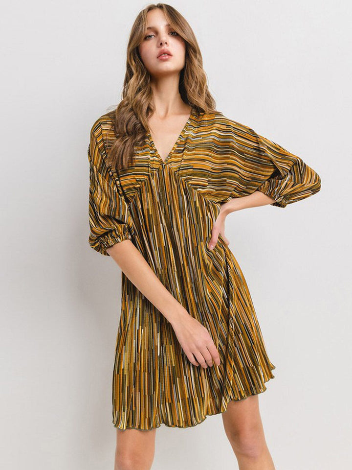 WOMEN'S SHORT SLEEVE V-NECK MULTI TUNIC MINI DRESS