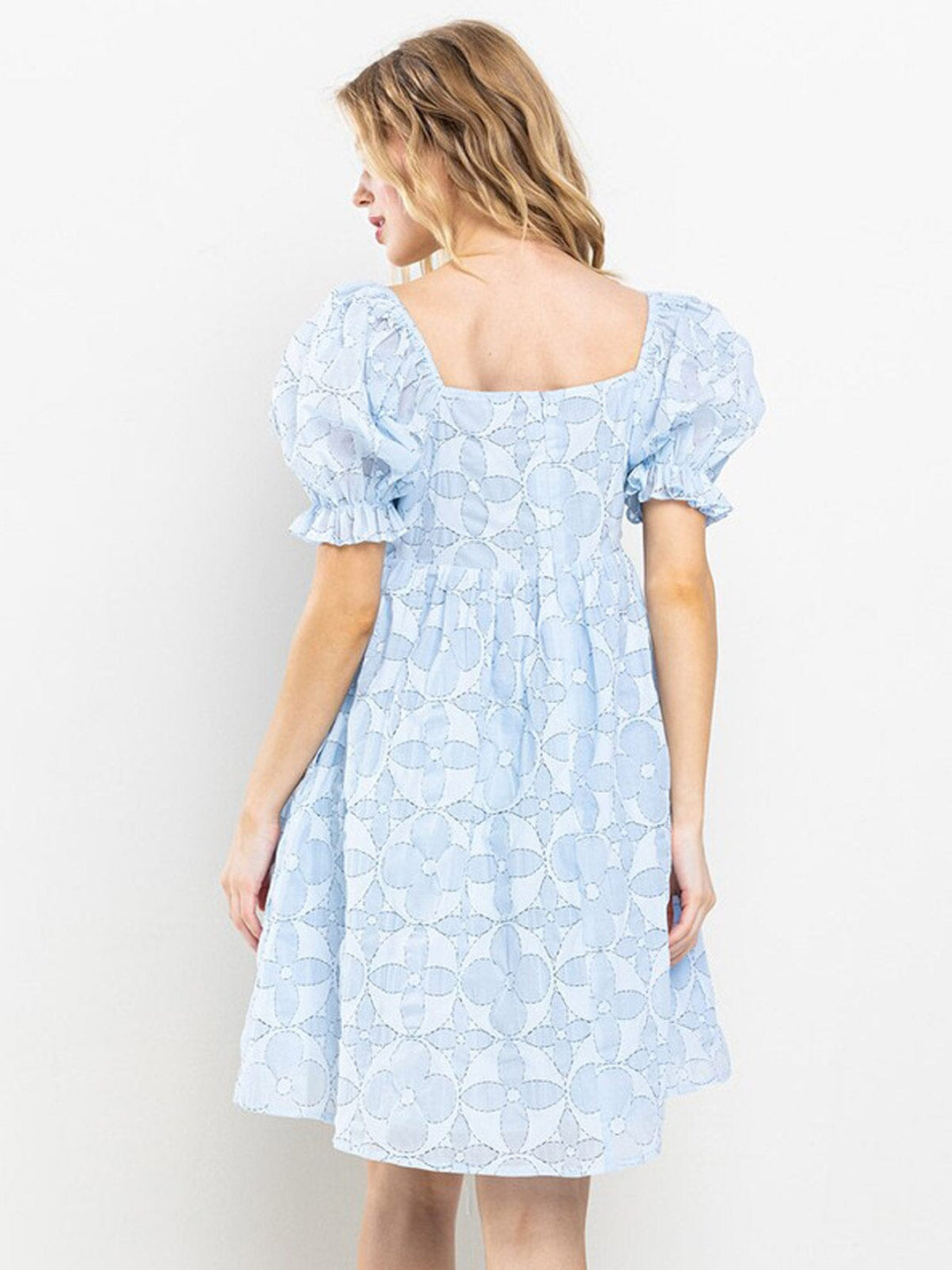 WOMEN'S SHORT PUFF SLEEVE DETAILED BABYDOLL MINI DRESS