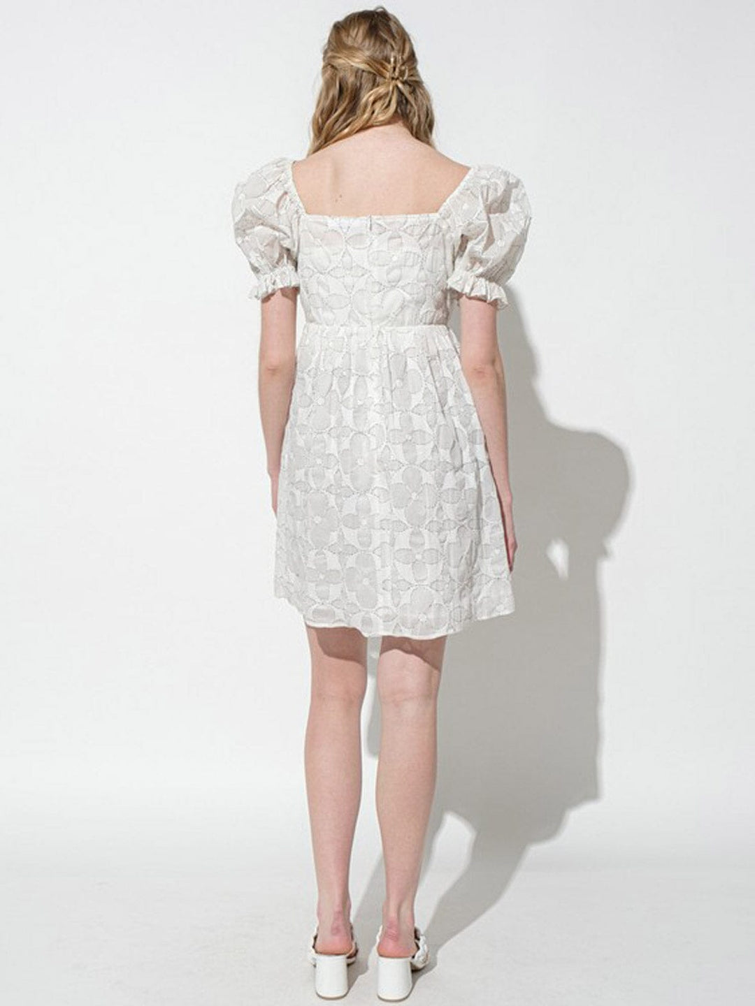 WOMEN'S SHORT PUFF SLEEVE DETAILED BABYDOLL MINI DRESS