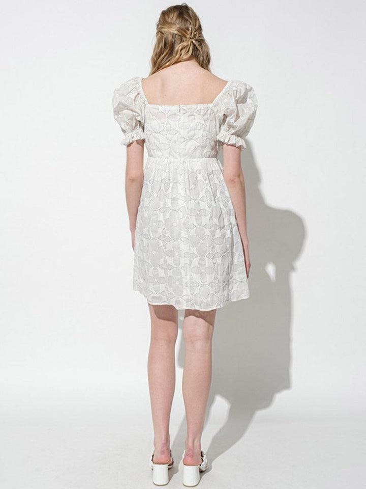 WOMEN'S SHORT PUFF SLEEVE DETAILED BABYDOLL MINI DRESS