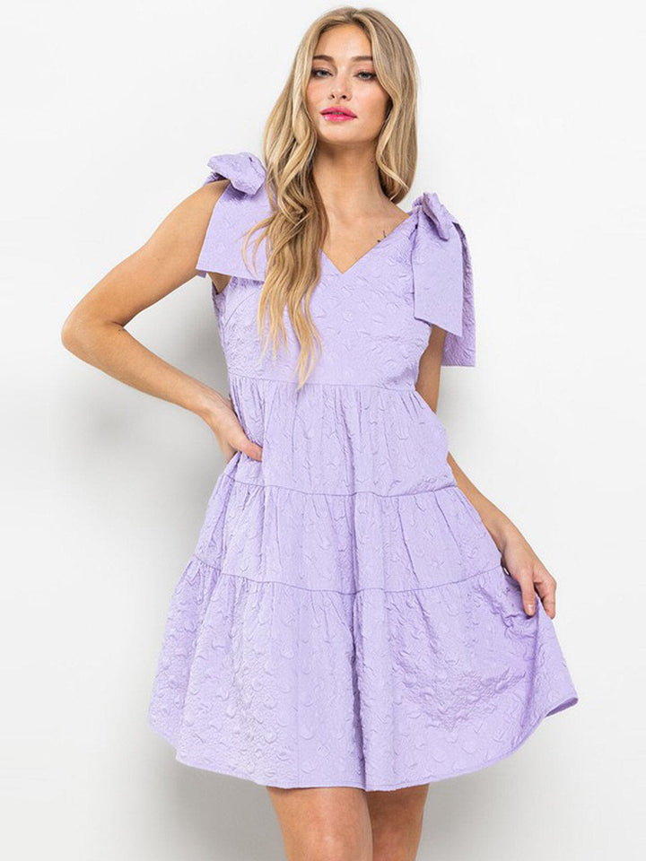 WOMEN'S SLEEVELESS V-NECK POCKETS TIERED MINI DRESS