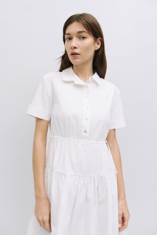 WOMEN'S SHORT SLEEVE ADJUSTABLE WAIST BUTTON UP FRONT POCKETS MAXI DRESS